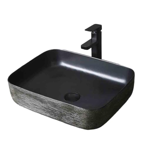 Waschtisch Waschbecken Schwarzes Keramik-Aufsatzbecken Vintage-Becken Badezimmer Innen Haushalt Balkon Wasserbecken Platzsparendes von Yinj9562fg