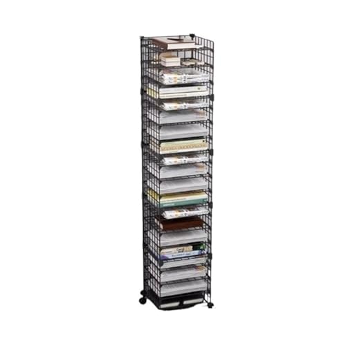 Yinj9562fg Bürocontainer Büro-Aktenregal, mehrschichtiger Boden-Bücherregalwagen, hierarchisches Lagerregal for die Datenanordnung Büroschrank(Weiß,116cm) von Yinj9562fg