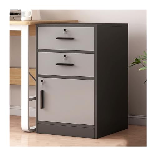 Yinj9562fg Bürocontainer Büro-AktenschrankHolzschrank mit Zwei Schubladen und Einer TürAktenschrank SchlossMehrschichtiger StauraumKleiner Seitenschrank Büroschrank(Schwarz) von Yinj9562fg