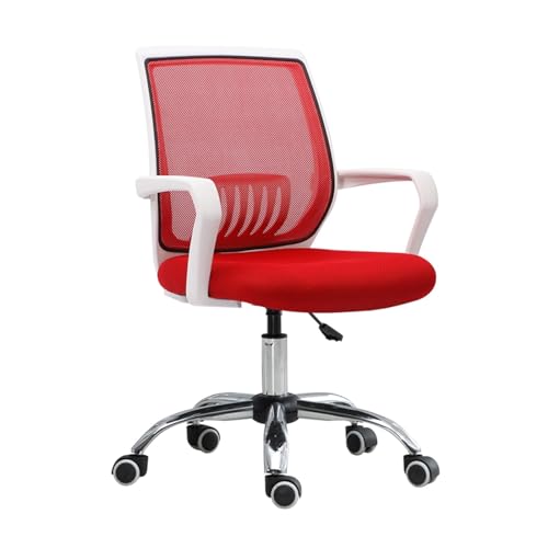 Yinj9562fg Chefsessel Bürostuhl, Netzrückenlehne, Drehbarer Bürostuhl, Konferenzraumstuhl mit Lordosenstütze und festen Armlehnen Ergonomischer(Red) von Yinj9562fg