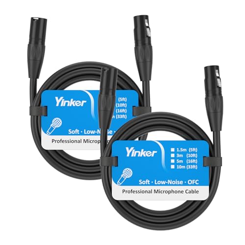 Yinker 2 Stücke XLR Kabel 3m Male zu Female, 3 Polig Mikrofonkabel Male zu Female 2 Stücke Mikrofonkabel XLR Stecker für Audio-und Sound-Equipments 3m 2 Stücke von Yinker