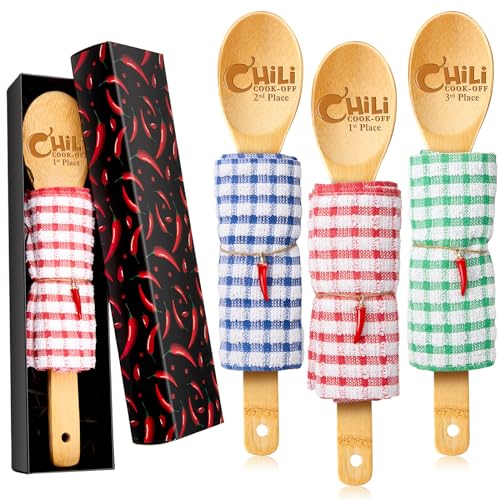 Yinkin Chili Cook-Off-Preise 1., 2., 3. Holzlöffel für Trophäen, Geschenke für Männer und Frauen, Wettbewerb, Chili-Festivals, helles Holz, 3 Stück von Yinkin