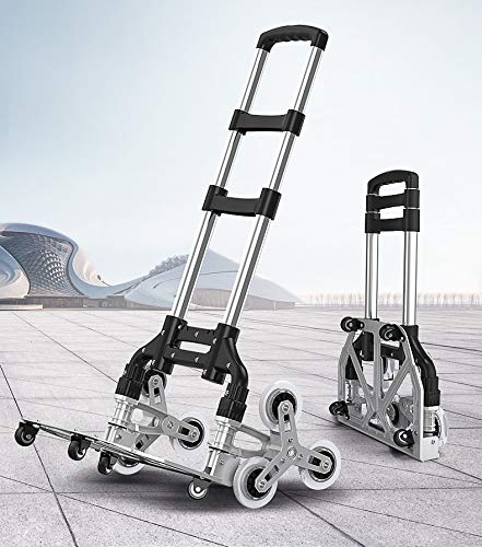 Yinleader Aluminium Treppensteiger Handwagen Faltbarer Handwagen äußerst robust | extra Langer Griff 106 cm | Vier 360 ° Universalräder | Inklusive Einkaufsbox und Expanderseil von Yinleader