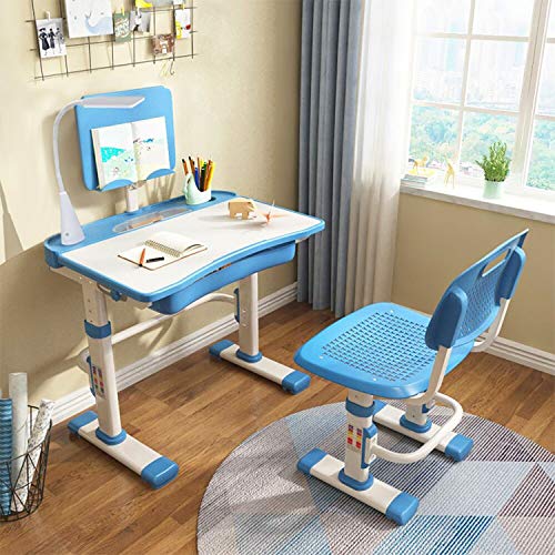 Yinleader Kinderschreibtischstuhl-Set, Höhenverstellbarer Multifunktionsschreibtisch und Stuhl, ergonomischer Blauer Schülerschreibtisch mit Lampe und Bücherständer Best Desk Yinleader Kinderschreibtischstuhl-Set, Höhenverstellbarer Multifunktionsschreibtisch und Stuhl, ergonomischer Blauer Schülerschreibtisch mit Lampe und Bücherständer Best Desk von Yinleader