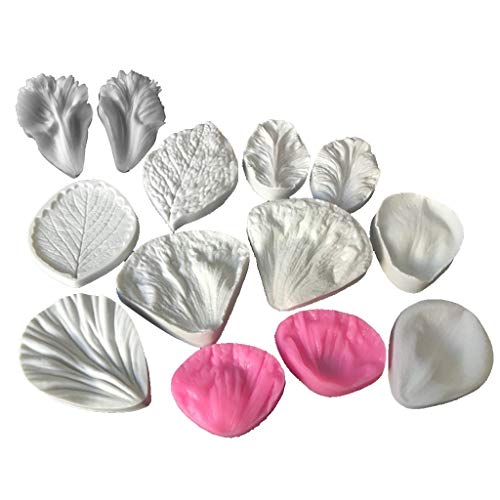 Yintiod Set von 5 Flower Veining Silikonform Fondant Rose Veined Mould für Tortendekoration von Yintiod