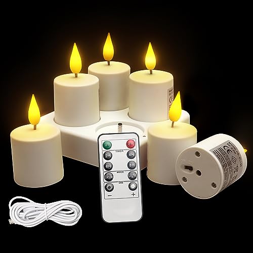 Yinuo Wiederaufladbare LED Teelichter mit Timerfunktion, Flackernde Flamme, Fernbedienung - Bad und Wohnzimmer Deko (6-Teiliges Set) von Yinuo Candle