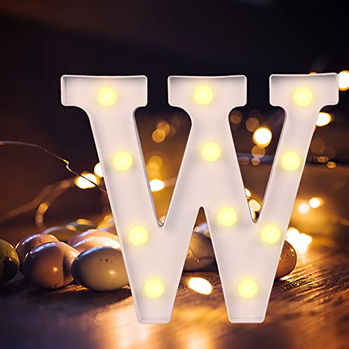 Yinuoday LED Buchstabe Lichter Alphabet, LED Brief Licht, Led dekoration für Geburtstag Party Bar Hochzeit & Festival Dekoration (W) von Yinuoday
