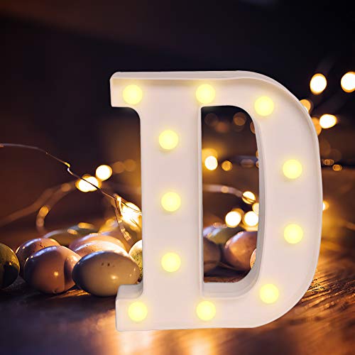 Yinuoday LED Buchstabe Lichter Alphabet, LED Brief Licht, Led dekoration für Geburtstag Party Bar Hochzeit & Festival Dekoration (D) von Yinuoday