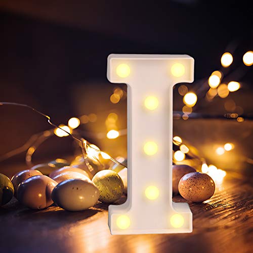 Yinuoday LED Buchstabe Lichter Alphabet, LED Brief Licht, Led dekoration für Geburtstag Party Bar Hochzeit & Festival Dekoration (I) von Yinuoday