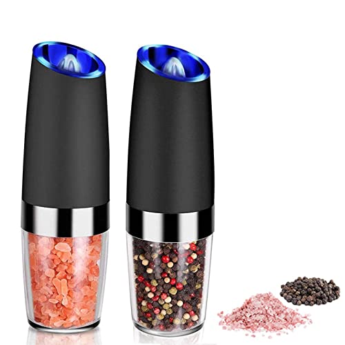 Yinuoday Electric Salt and Pepper Grinder, 2pcs Automat Salt and Pepper Mill Set with Gravity Sensor Automatic Pepper Mill Adjustable Coarseness for Kitchen, Restaurant, Party von Yinuoday