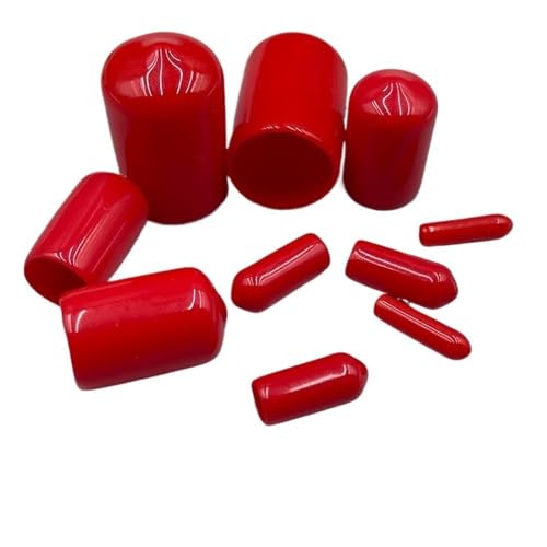 Yinxi Gummikappe, Schutzhülse, Endkappen, Silikonstopfen, Kunststoffstopfen, Größe 1,3–90 mm (Color : Red, Size : A9.5mm-B20mm 50Pcs) von Yinxi