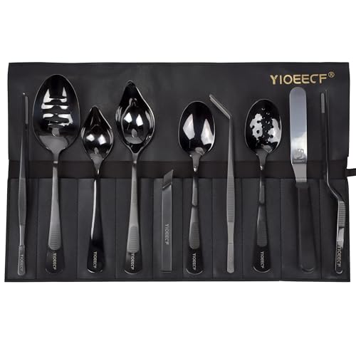 Yioeecf Beschichtungswerkzeug-Kit,Kulinarischer professioneller Koch Überzugsset,11-teiliges Set Kochen plattiert schwarz von Yioeecf