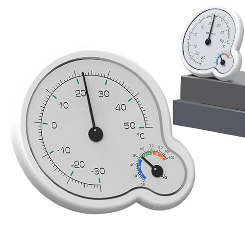 Thermograph Mit Luftfeuchtigkeit – Analoger Thermograph Für Den Innenbereich - Wandmontierter Desktop-Thermograph Mit Zwei Zifferblättern Und Hygrometer | Hochpräzises Mechanisches Uhrwerk von Yiohejy