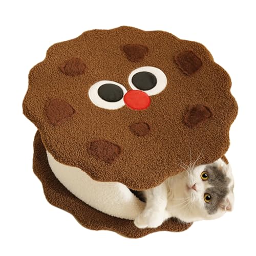 Yiohejy Cat Cave,Cookie Design Kleine Hundehütte | Abnehmbar Waschbar Warm Kuschelig Nest Für Kleine Haustiere Kätzchen Welpe Innenraum Wohnung Zuhause Spielen von Yiohejy