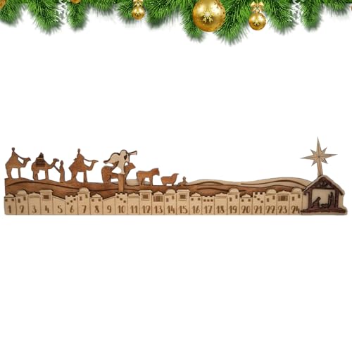 Yiohejy Countdown Kalender Schreibtisch Deko,Holz Weihnachts Adventskalender Deko,Detaillierte Holz-Spielzeug-Dekoration - Für Schreibtisch Fensterbank Bücherregal Kaminsims Festtag von Yiohejy
