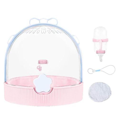 Yiohejy Hamster Transportbox | Chinchilla Transportbox Kleintierträger | Klare Haustierzubehör mit Trinkflasche für Igel Frettchen Mäuse Chinchilla Camping Urlaub Reisen | Vogel Kaninchen von Yiohejy