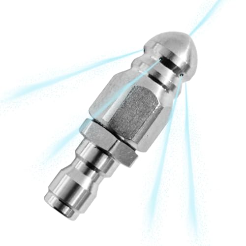 Yiohejy Hochdruck-Abwasserdüse, Hochdruckreiniger, 1/4 Zoll, Schnellverbindung, Ablaufdüse, Edelstahl, Rohrwerkzeug für Wohn-, Haus-, Garten-, Hof-Dachrinnen, Badezimmer, Sanitär-Abwasser von Yiohejy