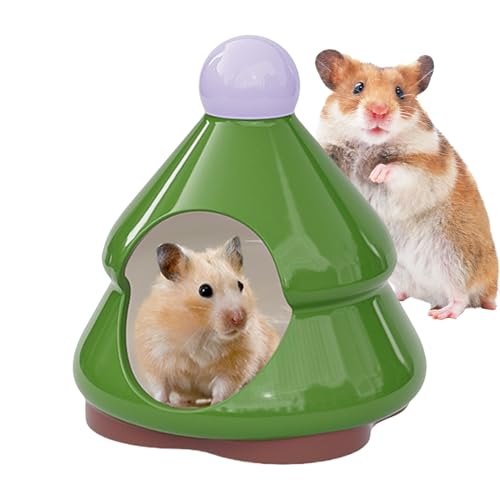 Yiohejy Keramik Hamsterversteck,Kühlendes Häuschen Mit Kiefernbaum - wasserdichte Stabile Höhle Versteck Plattform Für Kleintier Habitat Chinchilla Hamster von Yiohejy