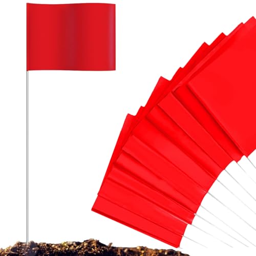 Yiohejy Markierungsfähnchen,100 Stück Fluoreszierend Orange Markierungsfahnen | Warnzeichen Wetterbeständig Für Hundetraining Veranstaltung Grundstücksvermessung Vermesser Gartengestalter Bauwesen von Yiohejy