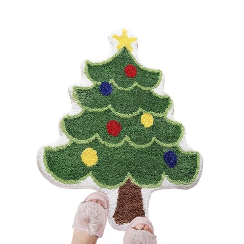 Yiohejy Weihnachts Teppich | Weihnachtsbaum Santa Badteppich | 40 X 60 Zentimeter Saugfähig rutschfest Waschbar Teppich Für Innen Außen Eingang Badezimmer Küche Wohnzimmer Schlafzimmer Home Decor von Yiohejy