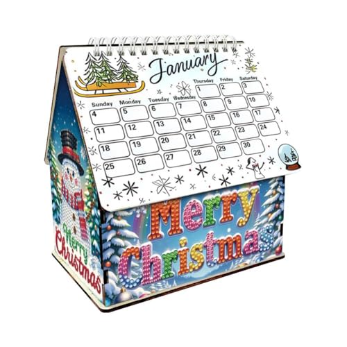 DIY 3D Diamant Kunst Malerei Weihnachten Hütte Kalender, Cute Lebkuchenhaus Diamond Art Painting Monatskalender Kit für Home Desktop Ornament von Yiokii