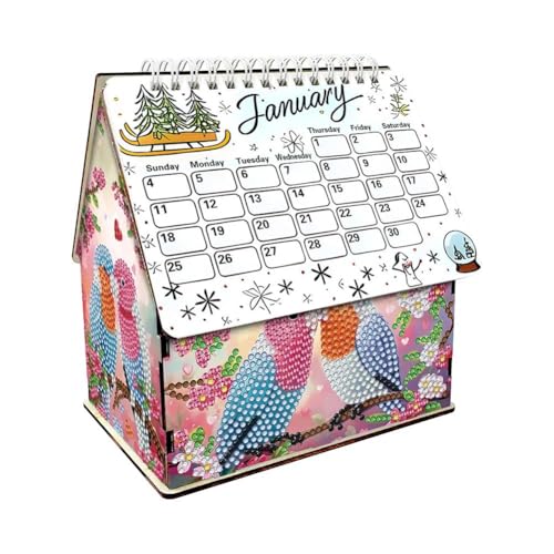 DIY 3D Diamant Kunst Malerei Weihnachten Hütte Kalender, Cute Lebkuchenhaus Diamond Art Painting Monatskalender Kit für Home Desktop Ornament von Yiokii