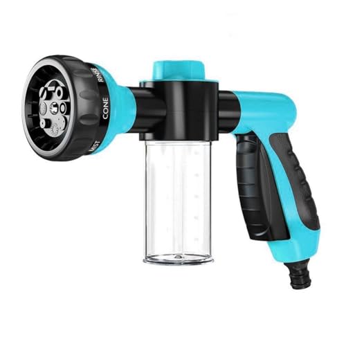 Yiokii Jet Dog Wash Hundedusche Sprüher Gartenschlauch Spray, Einstellbarer Schaumspray mit Seifenspender 8-in-1 Sprühmodus Jet Hundewaschschlauchdüse Aufsatz für Rasen/Garten Bewässerung Autowäsche von Yiokii