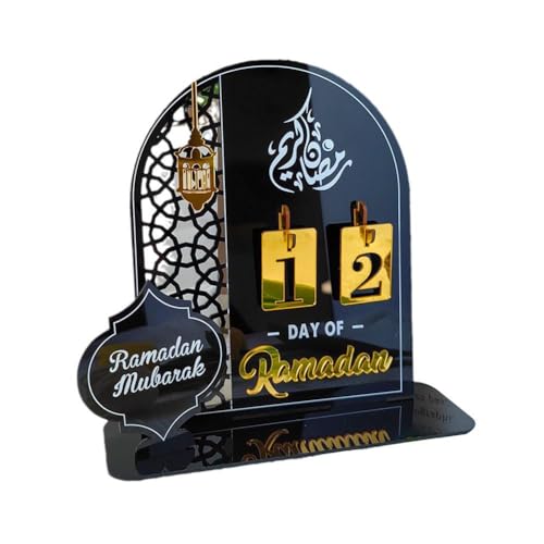 Ramadan Countdown Kalender, Acryl Eid Ramadan Mubarak Adventskalender Countdown Kalender Handwerk Ornament Eid Kalender Dekorationen für Zuhause Kinder Geschenke von Yiokii