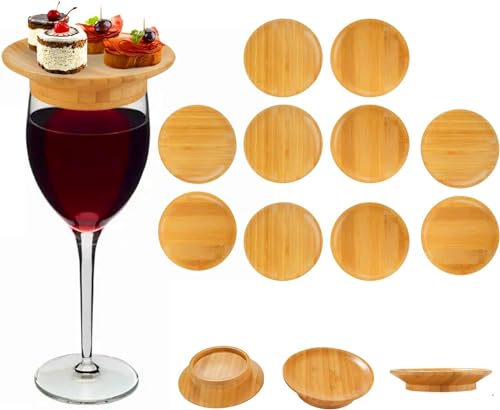 Weinglas-Charcuterie-Brett-Topper, Bambus-Weinglas-Topper, Weinglas-Topper, Charcuterie-Teller für Vorspeisen, Desserts, Zuhause, Restaurants und Bars von Yiokii