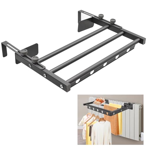 Yiomxhi Heizkörper Wäschetrockner, Wäscheständer Heizung Handtuchhalter mit verstellbaren Armen, Platzsparende Heizkörpertrockner Hängetrockner für Balkon Badezimmer, Grau von Yiomxhi