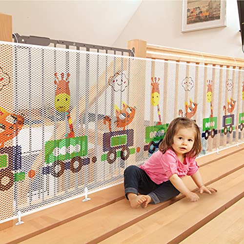 Yiomxhi Sicherheitsnetz Kinder, Treppen Schutznetz 3 Meters, Verdicken Niedlich Tierzug Baby Balkonnetz und Treppen Schutznetz, Sicherheitsnetz Treppe für Kinder, Baby (300 Lx74 H cm) von Yiomxhi