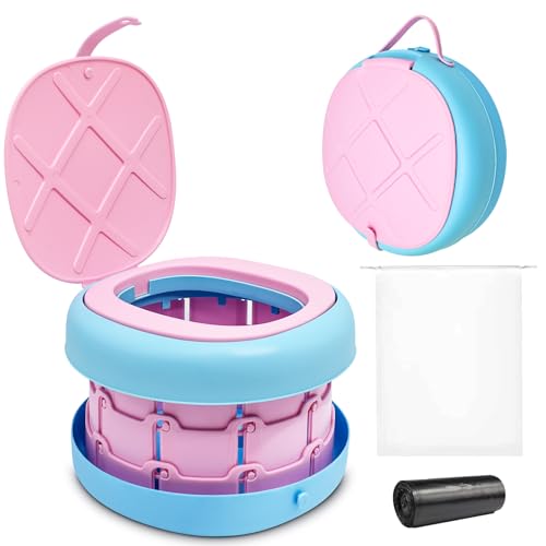 Yiomxhi Töpfchen für Kinder Baby Toilettensitz, Reisetöpfchen Faltbar Töpfchentraining für Jungen Mädchen, Tragbar Kindertoilette Auto Reisetoilette mit Potty Liners, Rosa Yiomxhi Töpfchen für Kinder Baby Toilettensitz, Reisetöpfchen Faltbar Töpfchentraining für Jungen Mädchen, Tragbar Kindertoilette Auto Reisetoilette mit Potty Liners, Rosa von Yiomxhi