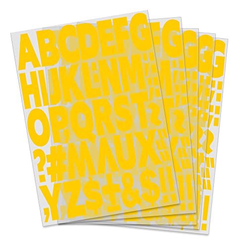 5 cm Bügelbuchstaben zum Aufbügeln, Buchstaben für Sporttrikots T-Shirts Teamnamen Kleidung Slogan Drucken DIY Basteln Dekoration (5 Farben optional) (5 Bögen gelb) von Yiootop