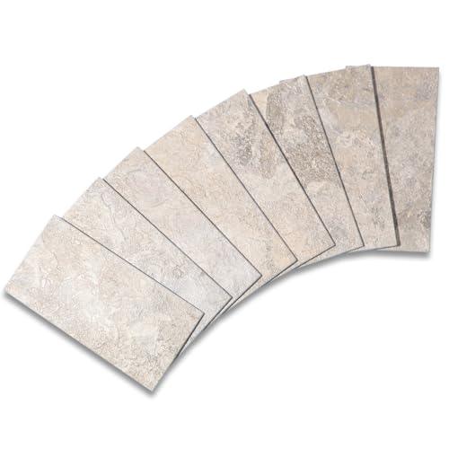 Yipscazo Peel and Stick backsplash 3 x 6 Zoll 3D PVC Composite Wall Tile Stick auf Backsplash Fliese für Küche Bad, Waschküche, Kamin (Beige Stone Texture, 2 Stück) von Yipscazo
