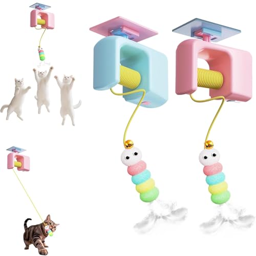 Deckenkatzen-Teaser, interaktives Feder-Katzenspielzeug, intelligenter Auto-Bounce Katzen-Zauberstab, wiederaufladbares elektrisches Katzenspielzeug mit selbstklebendem Saugnapf, kaufestes Design für von YipuVR