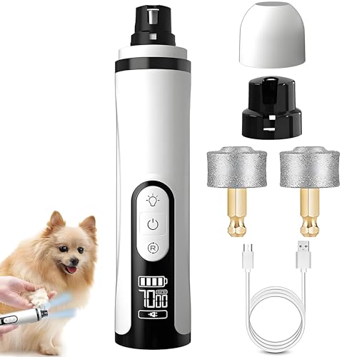HEUSOM Silent Groom Pro für Hunde, 3 Geschwindigkeits-Hunde-Nagelschleifer, Silent Groom Pro Hundenägel mit LED-Lichtern, wiederaufladbarer USB-Aufladung, Haustier-Nagelschleifer, mit von YipuVR