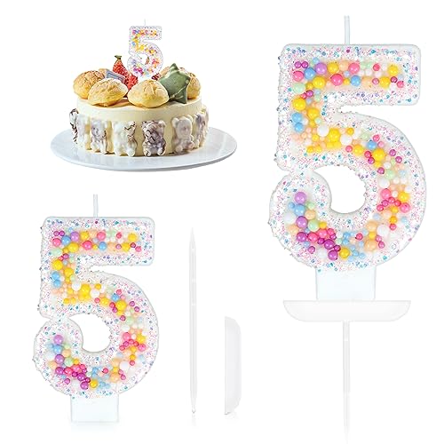 Geburtstagskerzen Zahlen 5,Makronen Geburtstag Nummer Kerzen,Pastell Perle Pailletten Zahlenkerzen Kuchenaufsatz für Geburtstag Mädchen Geburtstags Jubiläum,Kuchen Kerzen Kuchen Topper Dekorationen von Yiran