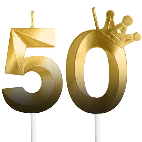 Geburtstagskerzen Zahlen mit Krone 50, 3D Schwarzes Gold Geburtstagskerzen, Geburtstag Kerzen,Kerzen Geburtstag für Mädchen Junge Dekoration Hochzeit Geburtstag Jubiläum Feier Lieferungen von Yiran