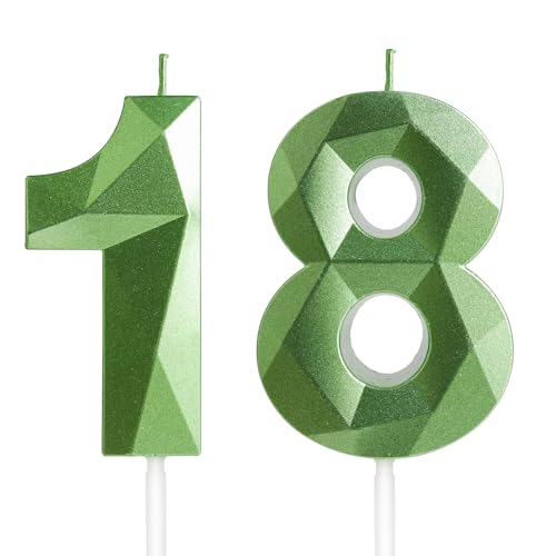 Geburtstagskerzen Zahl 18 Grün - Grüne Kerzen 3D Kerzen für Junge Mädchen Geburtstagstorten, Kerzen zum 18 Geburtstagsdeko (Nummer 18 Kerze, Tortenkerzen) Geburtstagsparty, Feier Geburtstagskerzen Zahl 18 Grün - Grüne Kerzen 3D Kerzen für Junge Mädchen Geburtstagstorten, Kerzen zum 18 Geburtstagsdeko (Nummer 18 Kerze, Tortenkerzen) Geburtstagsparty, Feier von Yiran