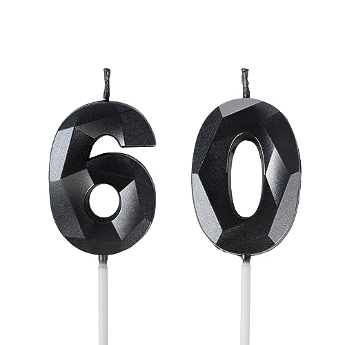 Yiran Geburtstagskerzen Zahl 60 Schwarz - Schwarze Kerzen 3D Kerzen für Frauen Männer Geburtstagstorten, Kerzen zum 60 Geburtstagsdeko (Nummer 60 Kerze, Tortenkerzen) Geburtstagsparty, Feier Yiran Geburtstagskerzen Zahl 60 Schwarz - Schwarze Kerzen 3D Kerzen für Frauen Männer Geburtstagstorten, Kerzen zum 60 Geburtstagsdeko (Nummer 60 Kerze, Tortenkerzen) Geburtstagsparty, Feier von Yiran