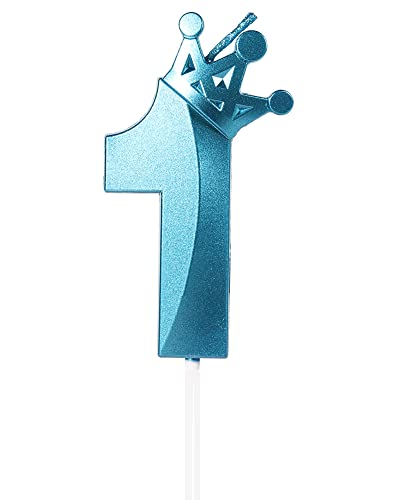 Yiran Geburtstagskerze Zahlen 1, 8cm Blau Geburtstagskerzen mit Krone, Kerze Geburtstag, Geburtstag Kerze, Tortendeko Geburtstag, Kuchendeko Geburtstag, Geburtstagskerzen für Geburtstagsdeko, Nummer 1 von Yiran