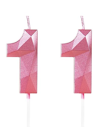 Yiran Geburtstagskerzen Zahlen 11, 5cm 3D Rosa Geburtstagskerzen, Kerzen Geburtstag, Geburtstag Kerzen, Tortendeko Geburtstag, Kuchendeko Geburtstag, Geburtstagskerzen für Geburtstagsdeko, Nummer 11 von Yiran