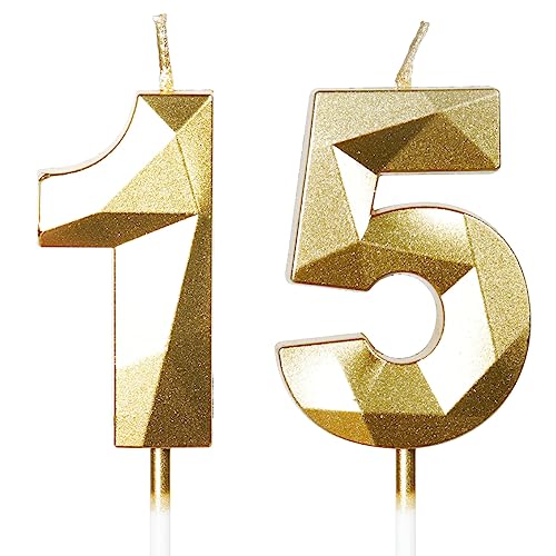 Yiran Geburtstagskerzen Zahlen 15, 5cm Gold Geburtstagskerzen, Kerzen Geburtstag, Geburtstag Kerzen, Tortendeko Geburtstag, Kuchendeko Geburtstag, Geburtstagskerzen für Geburtstagsdeko, Nummer 15 Yiran Geburtstagskerzen Zahlen 15, 5cm Gold Geburtstagskerzen, Kerzen Geburtstag, Geburtstag Kerzen, Tortendeko Geburtstag, Kuchendeko Geburtstag, Geburtstagskerzen für Geburtstagsdeko, Nummer 15 von Yiran