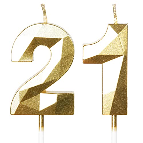 Yiran Kerzen zum 21. Geburtstag, goldene Zahl 21, Happy Birthday-Kerzen, Kuchendekoration, Dekoration für Geburtstagsparty, Hochzeitstag, Feier Yiran Kerzen zum 21. Geburtstag, goldene Zahl 21, Happy Birthday-Kerzen, Kuchendekoration, Dekoration für Geburtstagsparty, Hochzeitstag, Feier von Yiran