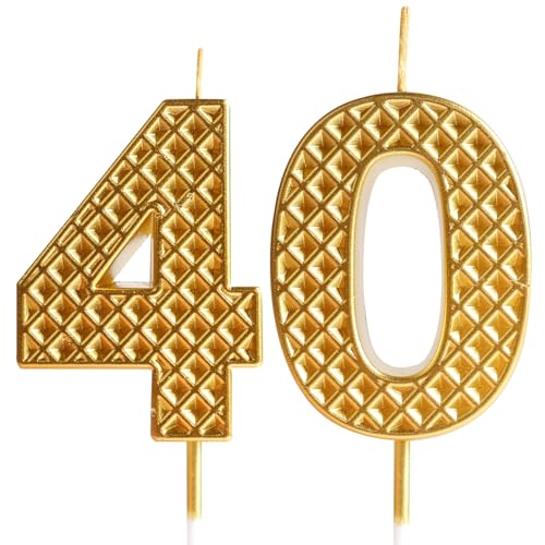 Yiran Geburtstagskerzen Zahlen 40, Waffelmuster Gold Kerzen für Torte, Unparfümiert, Kerze Yiran Geburtstagskerzen Zahlen 40, Waffelmuster Gold Kerzen für Torte, Unparfümiert, Kerze von Yiran