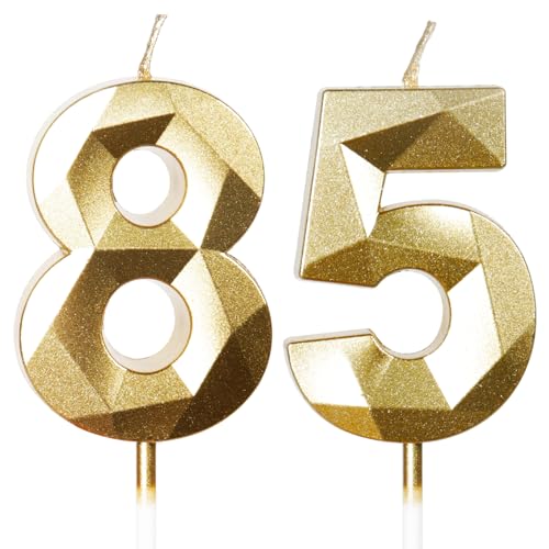 Yiran Geburtstagskerzen Zahlen 85, 5cm Gold Geburtstagskerzen, Kerzen Geburtstag, Geburtstag Kerzen, Tortendeko Geburtstag, Kuchendeko Geburtstag, Geburtstagskerzen für Geburtstagsdeko, Nummer 85 Yiran Geburtstagskerzen Zahlen 85, 5cm Gold Geburtstagskerzen, Kerzen Geburtstag, Geburtstag Kerzen, Tortendeko Geburtstag, Kuchendeko Geburtstag, Geburtstagskerzen für Geburtstagsdeko, Nummer 85 von Yiran