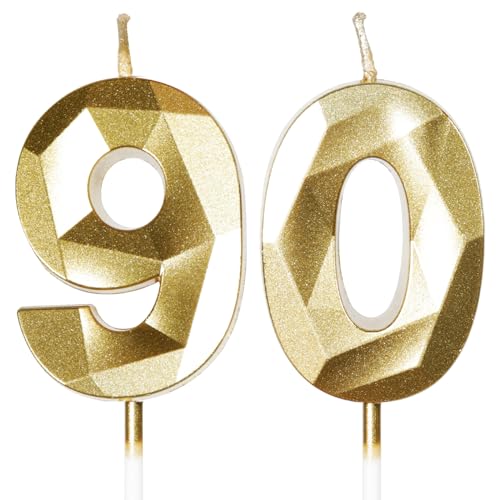 Yiran Geburtstagskerzen Zahlen 90, 5cm Gold Geburtstagskerzen, Kerzen Geburtstag, Geburtstag Kerzen, Tortendeko Geburtstag, Kuchendeko Geburtstag, Geburtstagskerzen für Geburtstagsdeko, Nummer 90 Yiran Geburtstagskerzen Zahlen 90, 5cm Gold Geburtstagskerzen, Kerzen Geburtstag, Geburtstag Kerzen, Tortendeko Geburtstag, Kuchendeko Geburtstag, Geburtstagskerzen für Geburtstagsdeko, Nummer 90 von Yiran