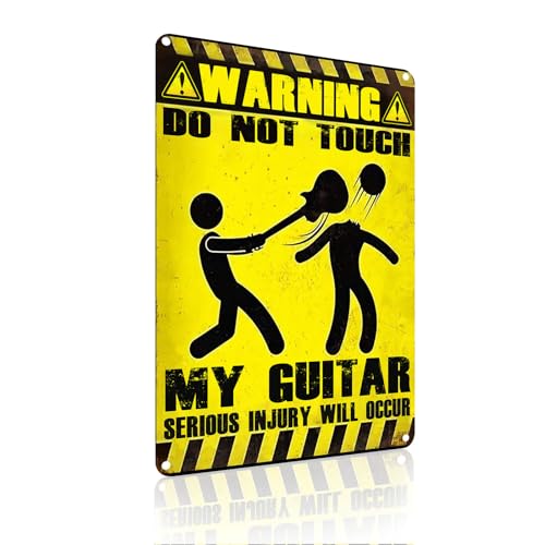 Yiruhe Warning Do Not Touch My Guitar Schild, Vintage Metall Dekoration Gitarre Enthusiasten Geschenk, Musikraum, Haus, Garage Bar Dekoration, 20x30cm（2345） von Yiruhe