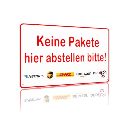 "Keine Pakete hier abstellen bitte!" Warnschilder zur Platzierung von Paketen Für Wanddekorationen in Foyers, Türöffnungen usw.20x30cm (2453) von Yiruhe
