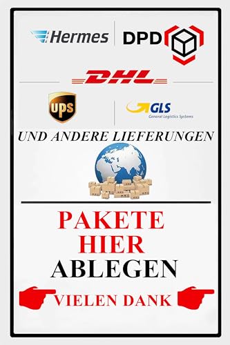 Yiruhe Pakete hier ablegen Bleichschilder, 20cm x 30cm Metallschilder, Lieferung Dekor für die Haustür. Leave Package Here Metal Tin Sign (DE recht 2335), weiss & rote von Yiruhe
